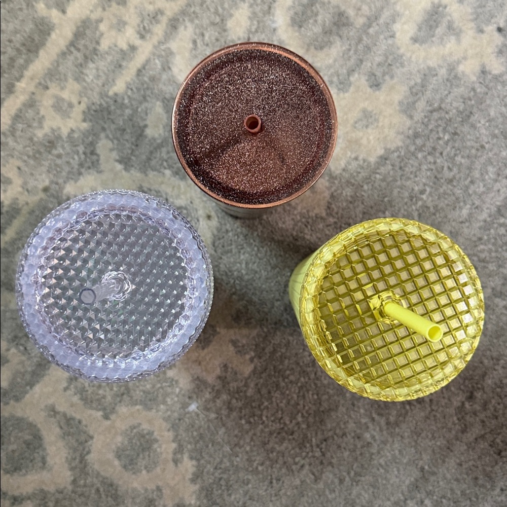 Starbucks Tumbler Trio - Holographic, Rose Gold, Neon Yellow - Picture 3 of 3